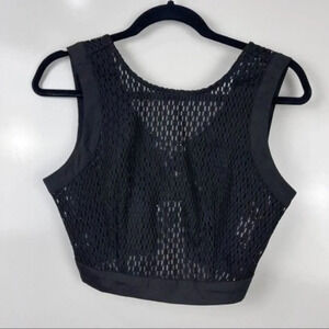 NEW Lucy Paris Black Sleeveless Mesh Crop Top Scoop Neck Women's Size Small